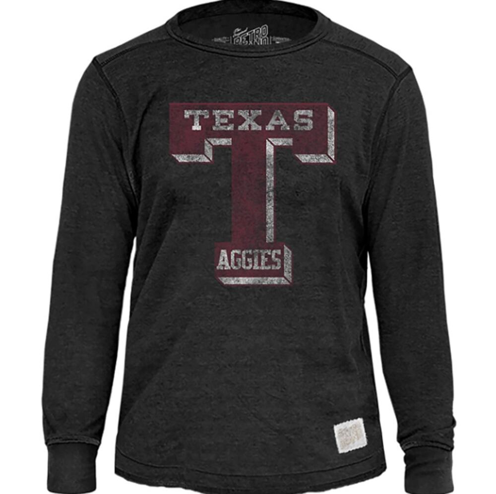 RETRO BRAND Mens Texas A&M Aggies Deconstructed Crew Shirt XL Charcoal NWT